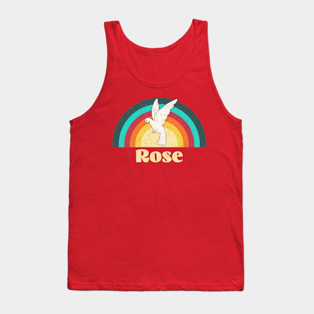 Rose - Vintage Faded Style Tank Top by Jet Design